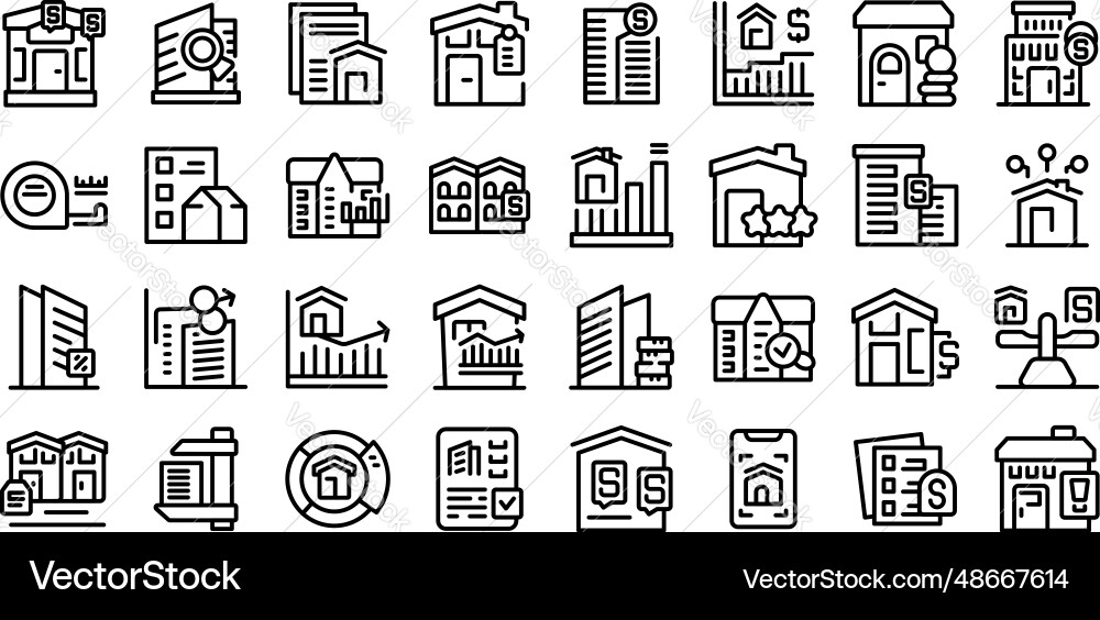 Icons zur Immobilienbewertung setzen um Icons zur Immobilienbewertung setzen um vektorbild