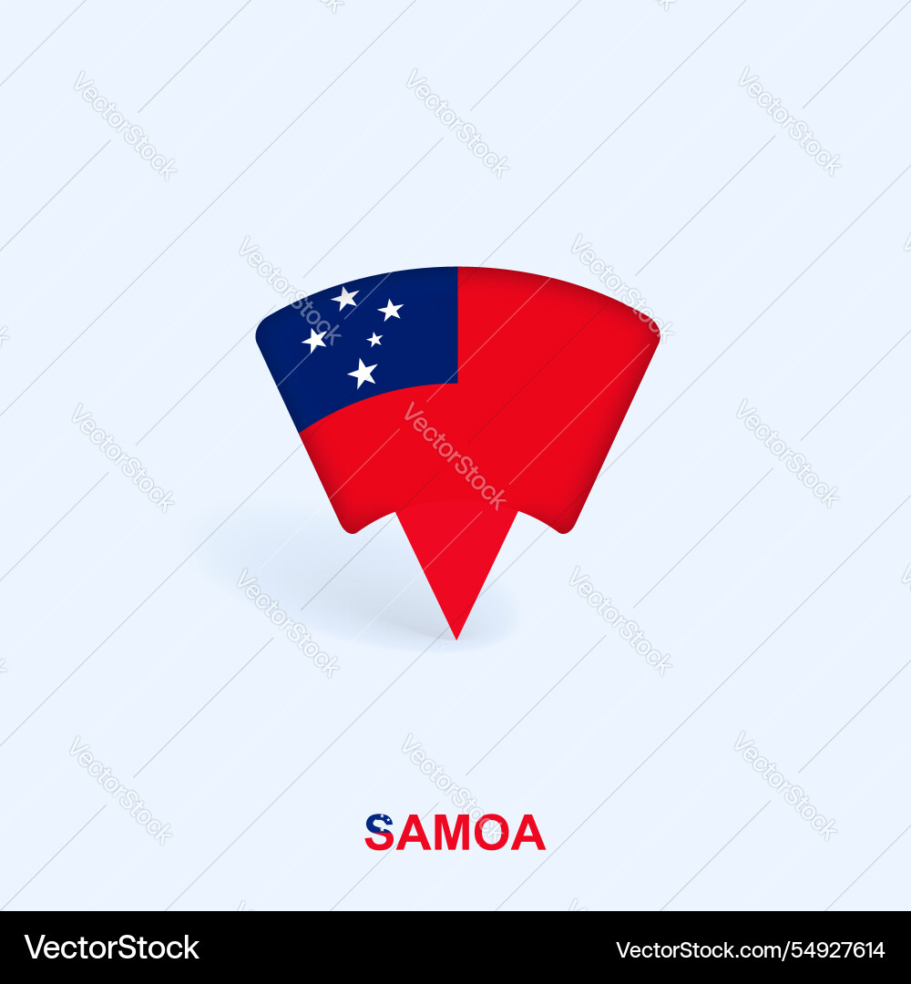 Samoa flag map pointer design with shadow Samoa flag map pointer design with shadow vector image