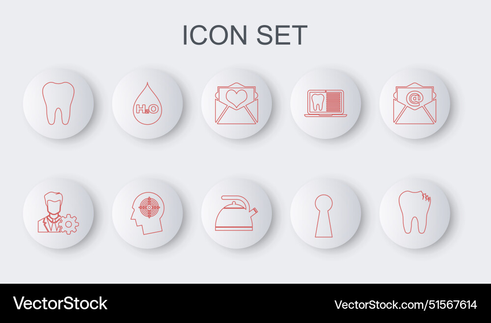 Set line broken tooth profile settings envelope Set line broken tooth profile settings envelope vector image