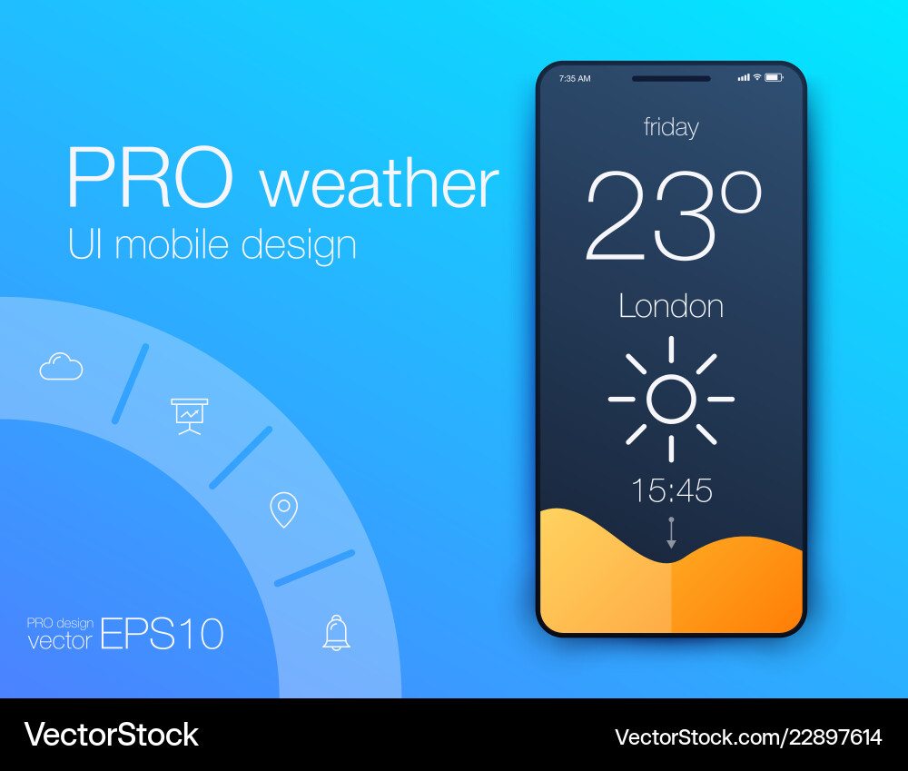 Weather ui material design stock Weather ui material design stock Vector Image