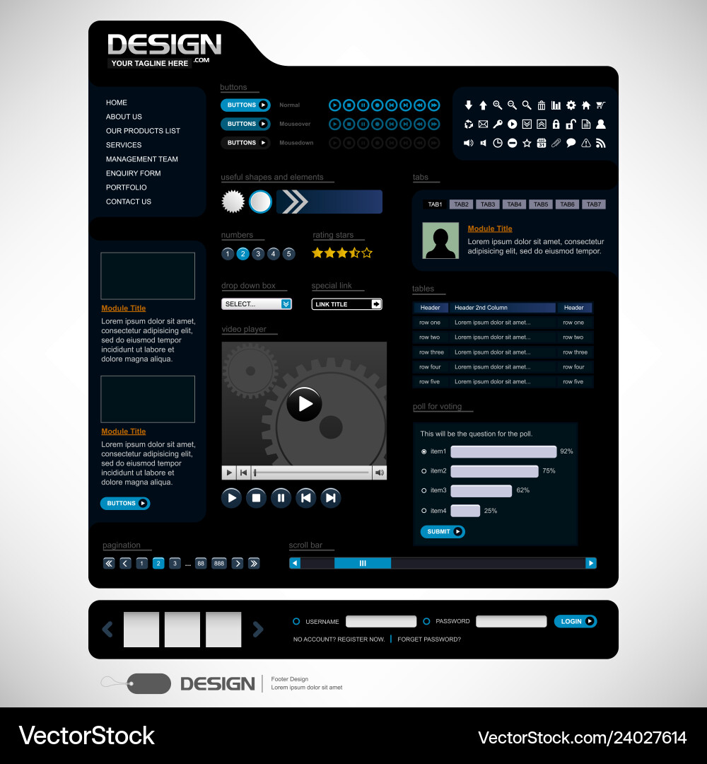 Web Design Element Vorlage ein komplettes Set Web Design Element Vorlage ein komplettes Set vektorbild