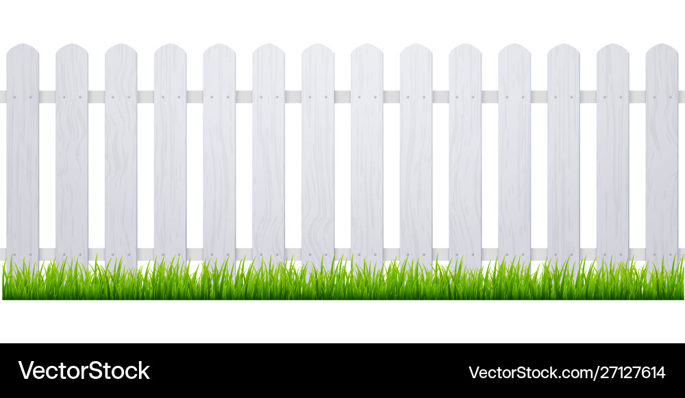 White fence with grass wooden picket background White fence with grass wooden picket background vector image