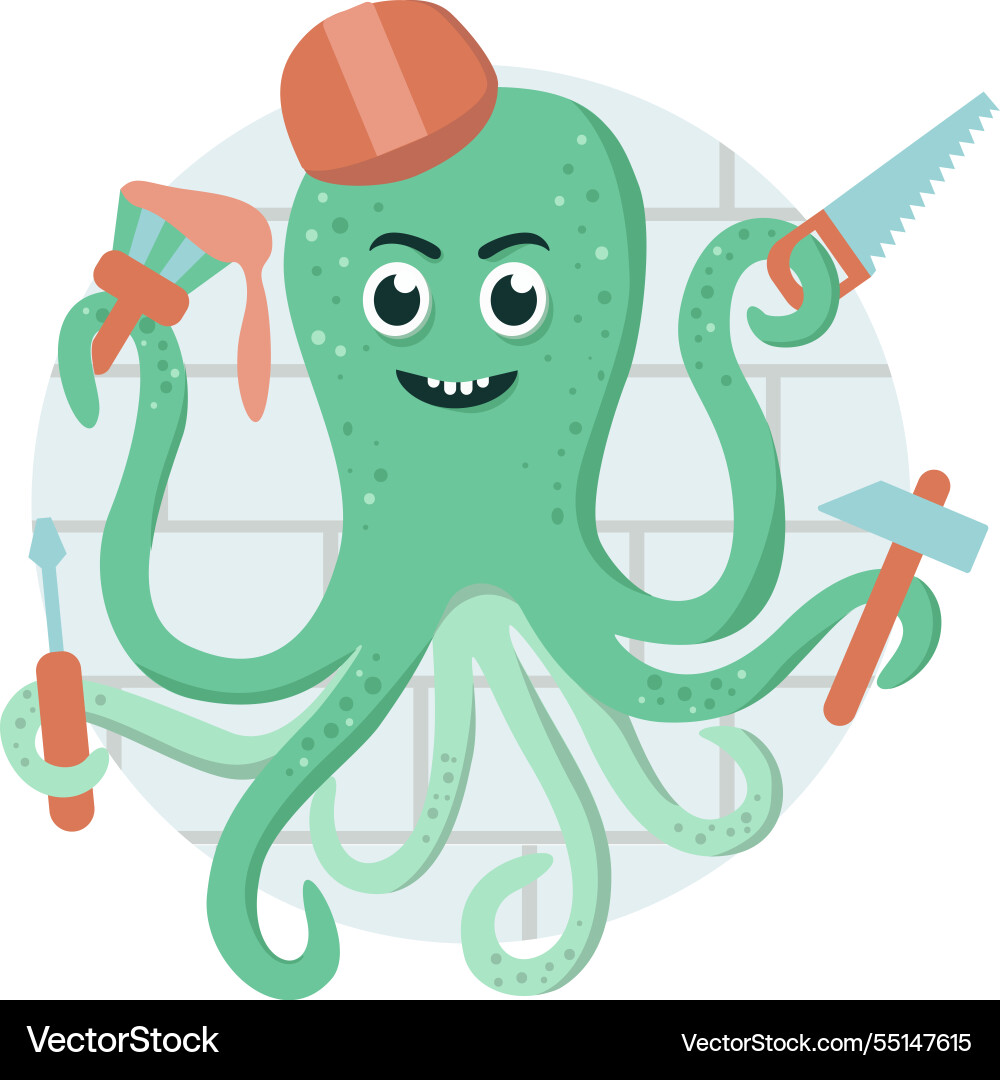 A cheerful and playful octopus fully equipped A cheerful and playful octopus fully equipped vector image