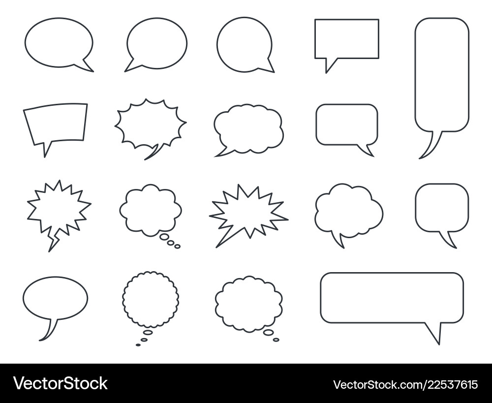 Blank empty speech bubbles set Royalty Free Vector Image