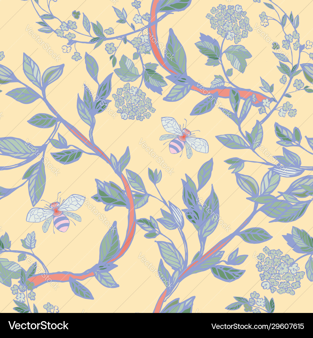Branches flowering trees seamless pattern Branches flowering trees seamless pattern vector image