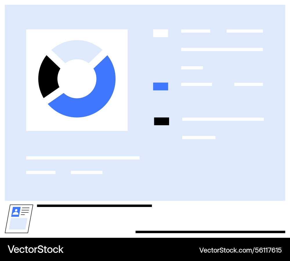 Data analytics dashboard with segmented pie chart Data analytics dashboard with segmented pie chart vector image
