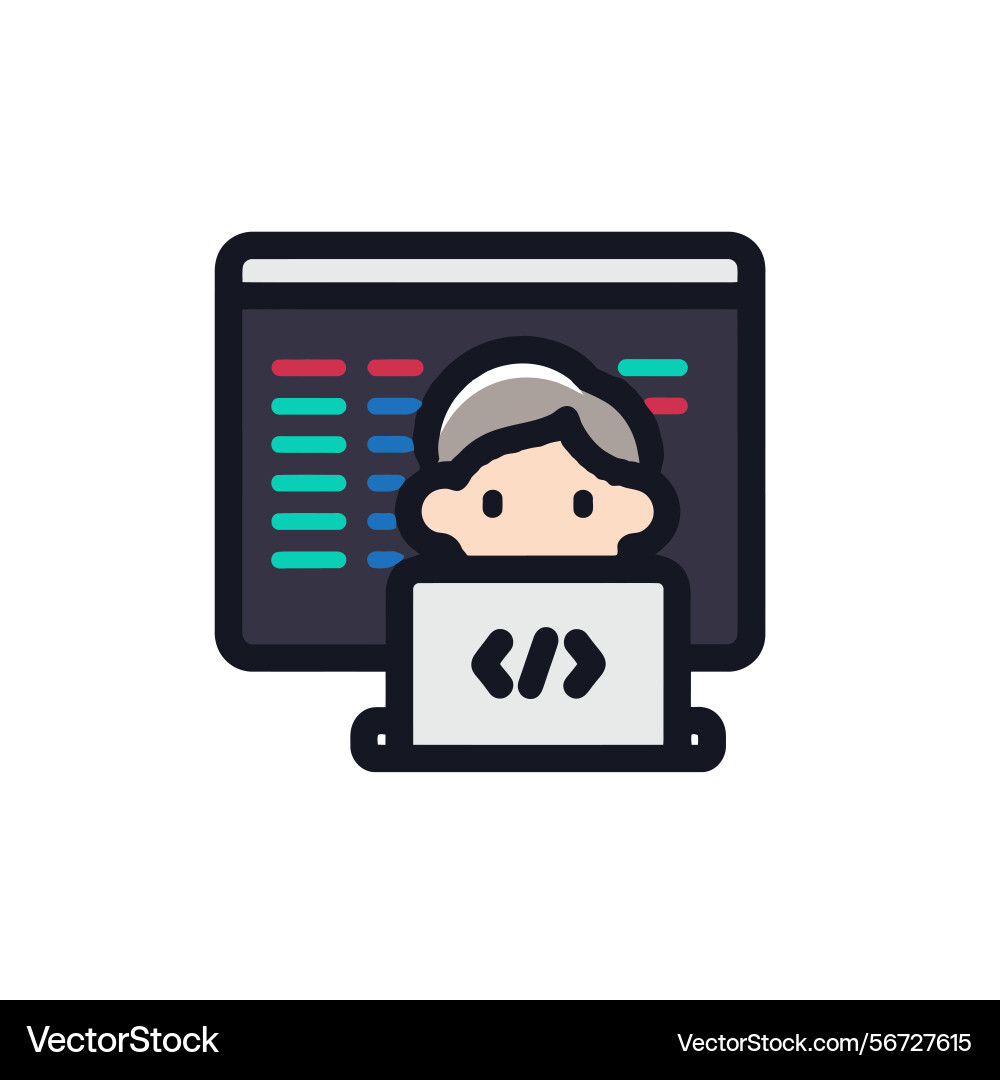 Developer coding at desktop computer icon Vector Image