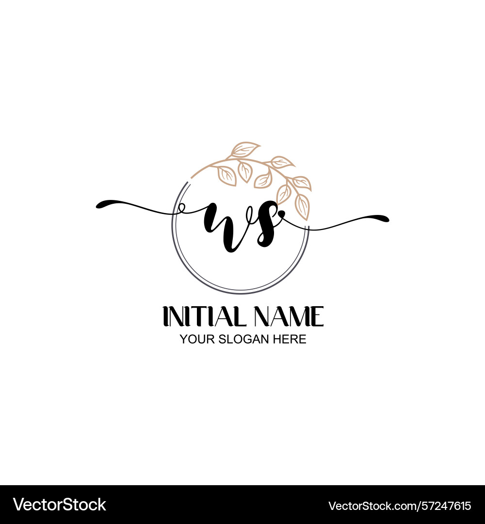Elegant ws initial logo design with botanical Vector Image