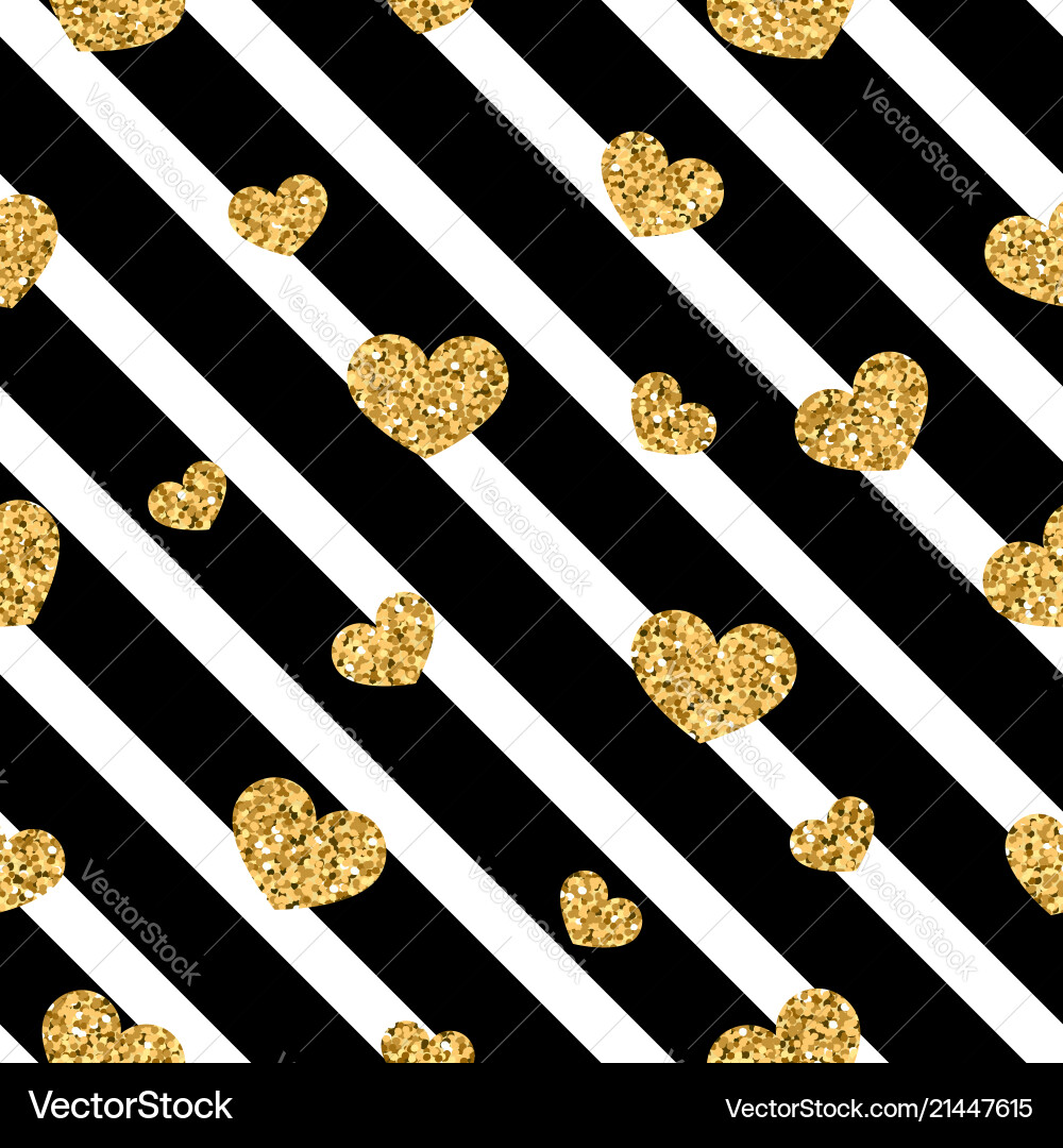 Gold Heart Confetti Pattern Vector Image
