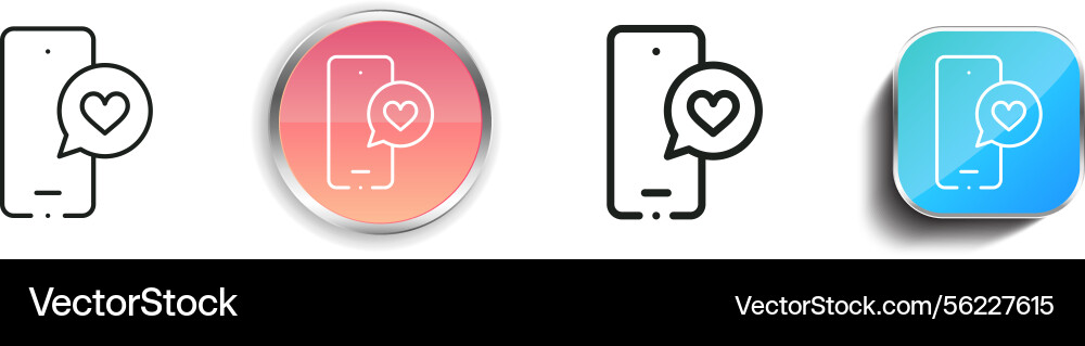 Love message icon thin linear regular and button vector image