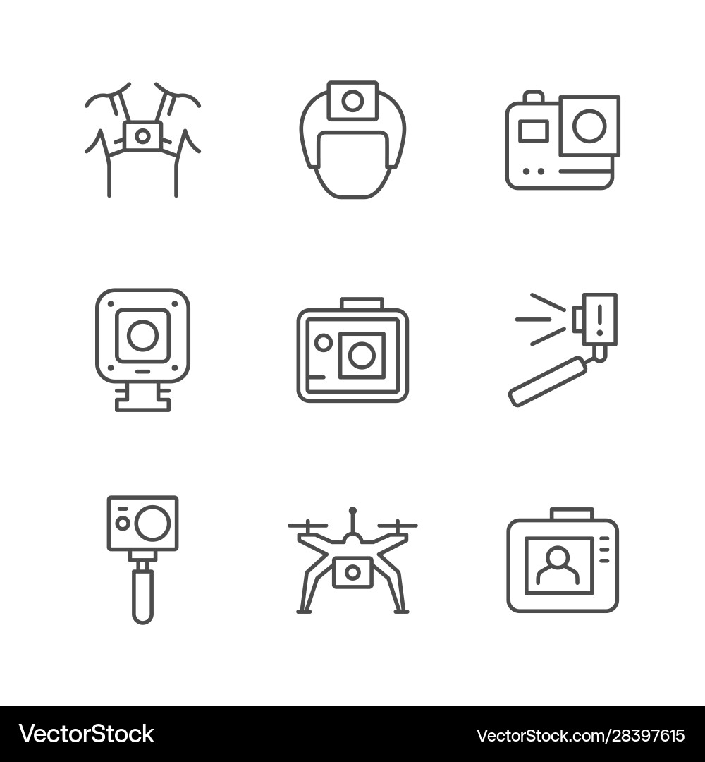 Set line icons action camera Set line icons action camera vector image