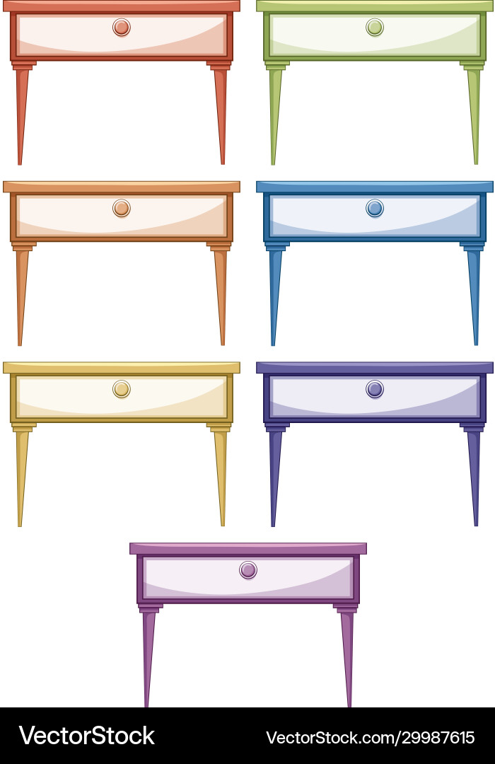 Tables in different colors vector image