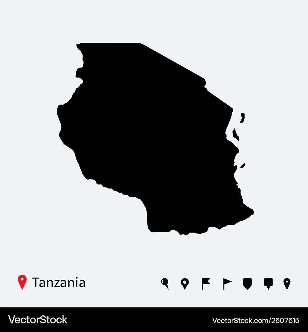 Tanzania Map with Navigation Pins Vector Image