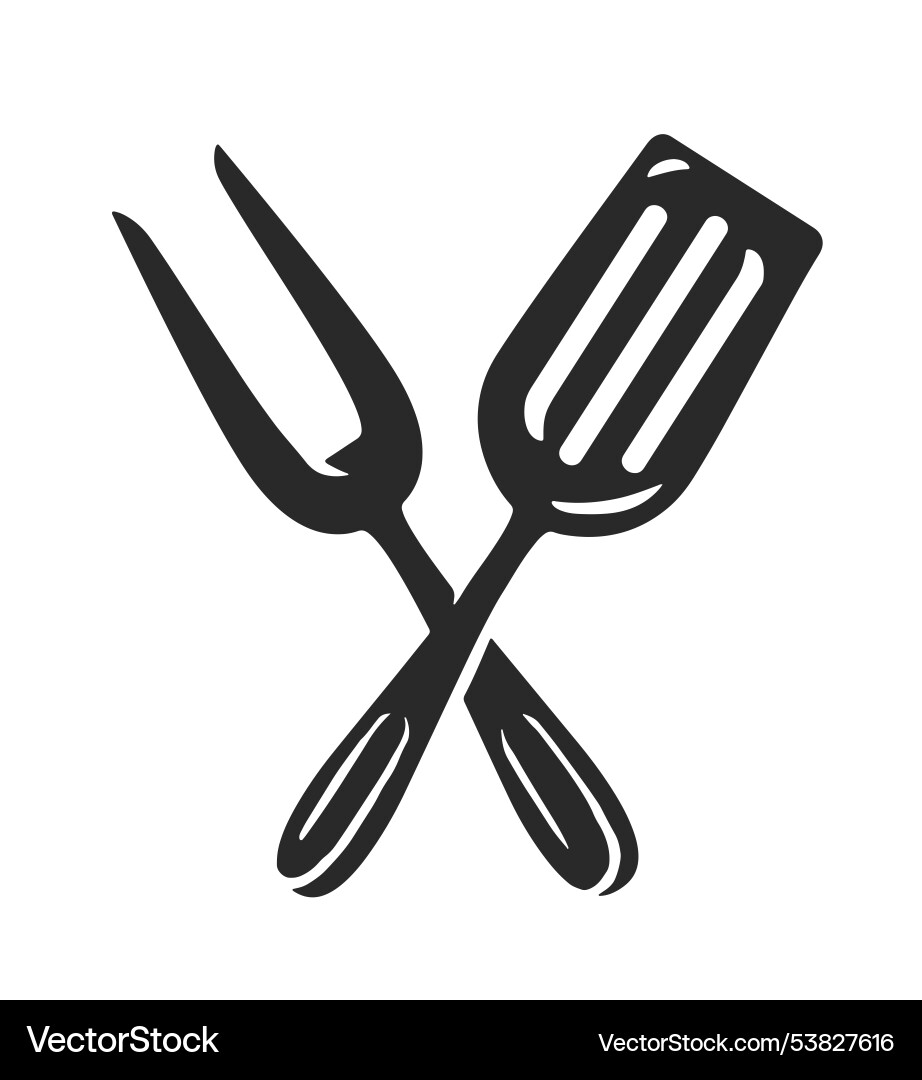 Bbq or grill tools icon barbecue fork with spatula Bbq or grill tools icon barbecue fork with spatula vector image