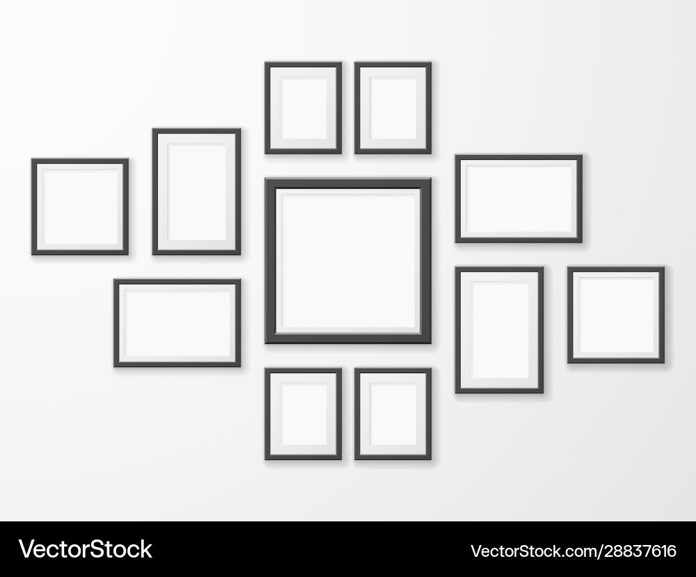 Black picture frames realistic empty image frame vector image