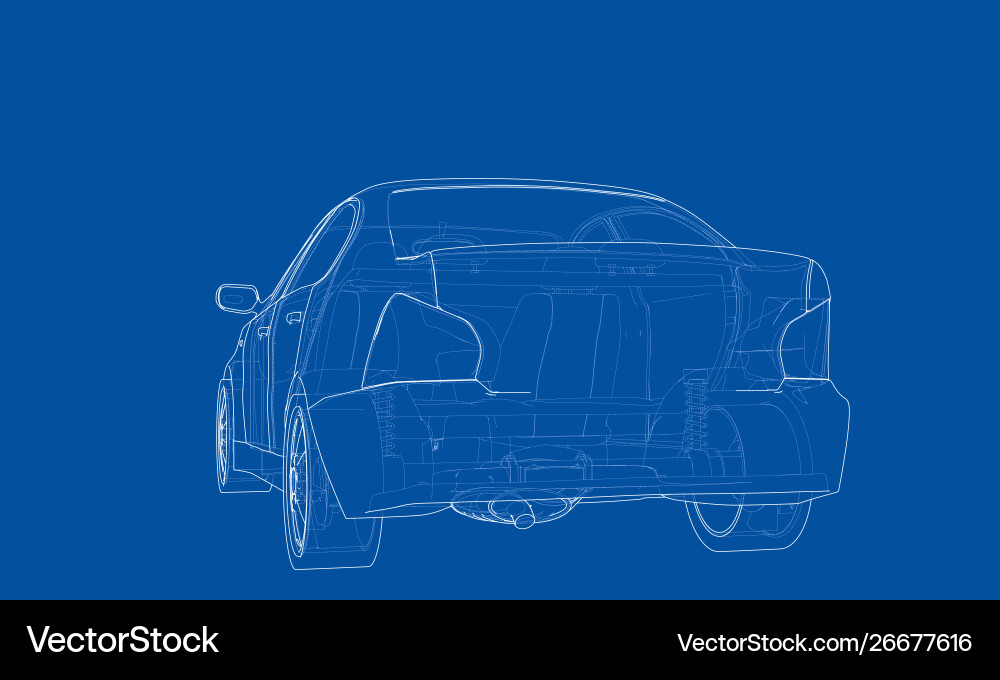 Concept car rendering 3d vector image