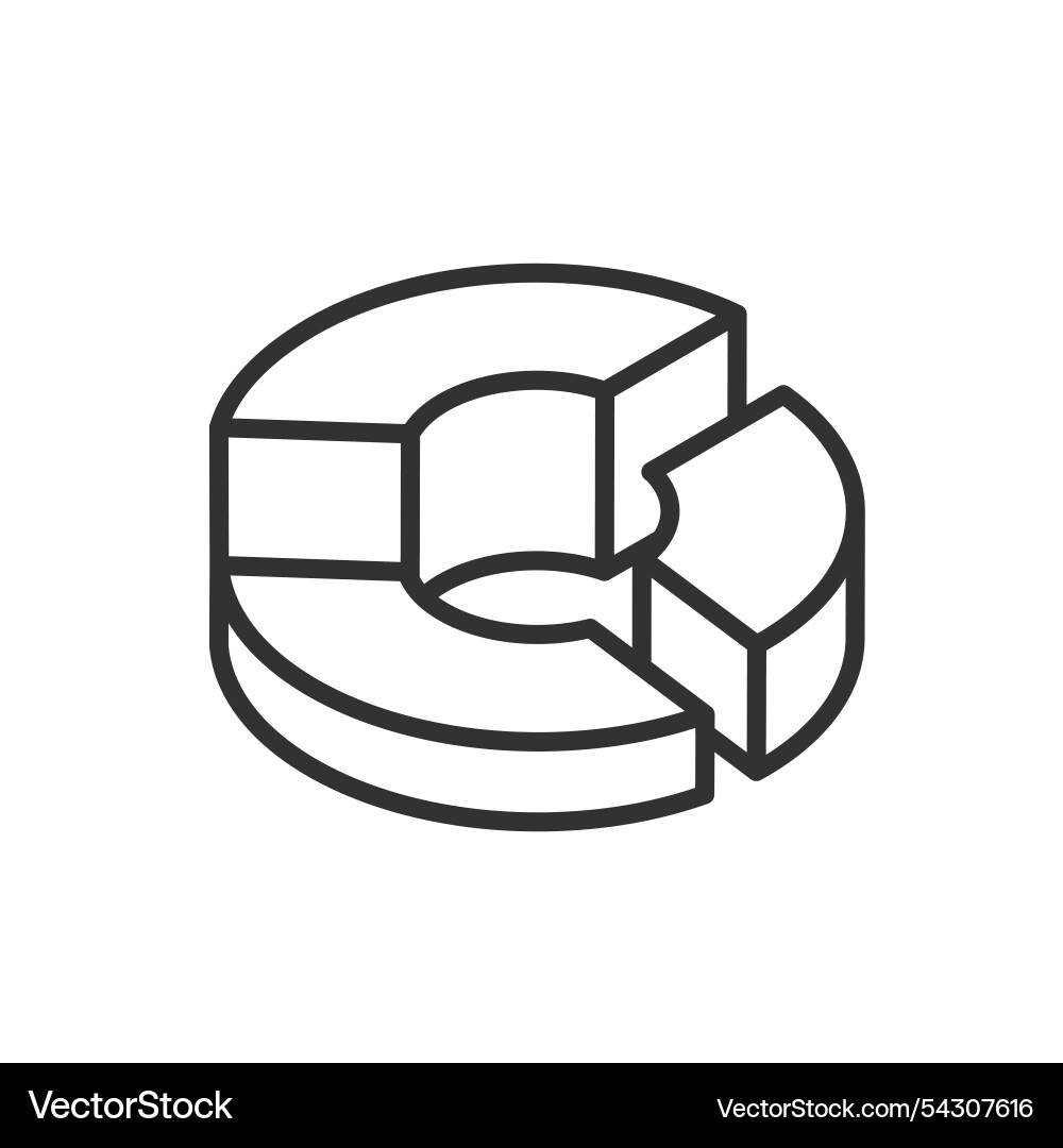 Doughnut chart isometric icon in line design Doughnut chart isometric icon in line design vector image