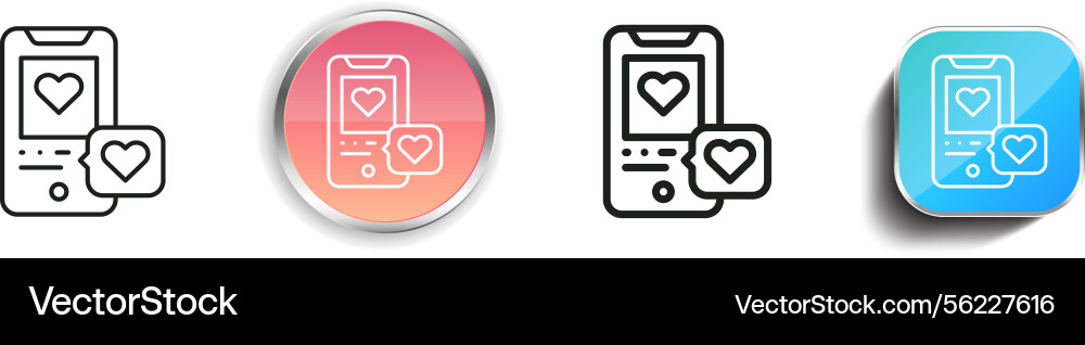 Love message icon thin linear regular and button vector image