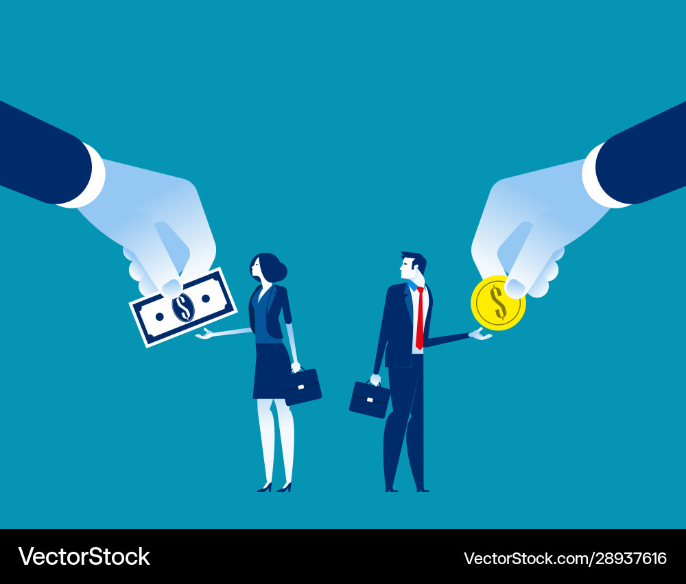Salary different for employee concept business Salary different for employee concept business vector image