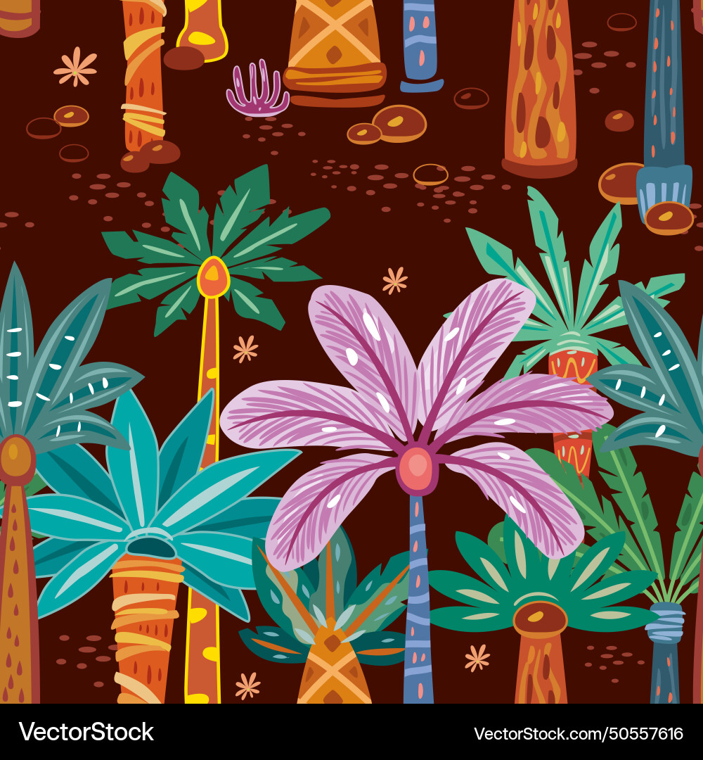 Seamless pattern with abstract decorative palms Vector Image