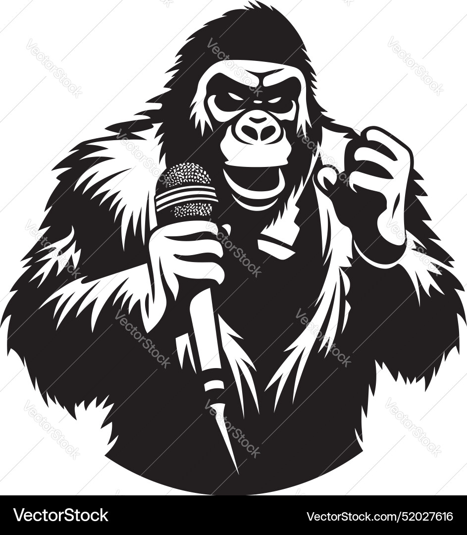 Silver soundwave mic emblem rhythmic roar black Vector Image