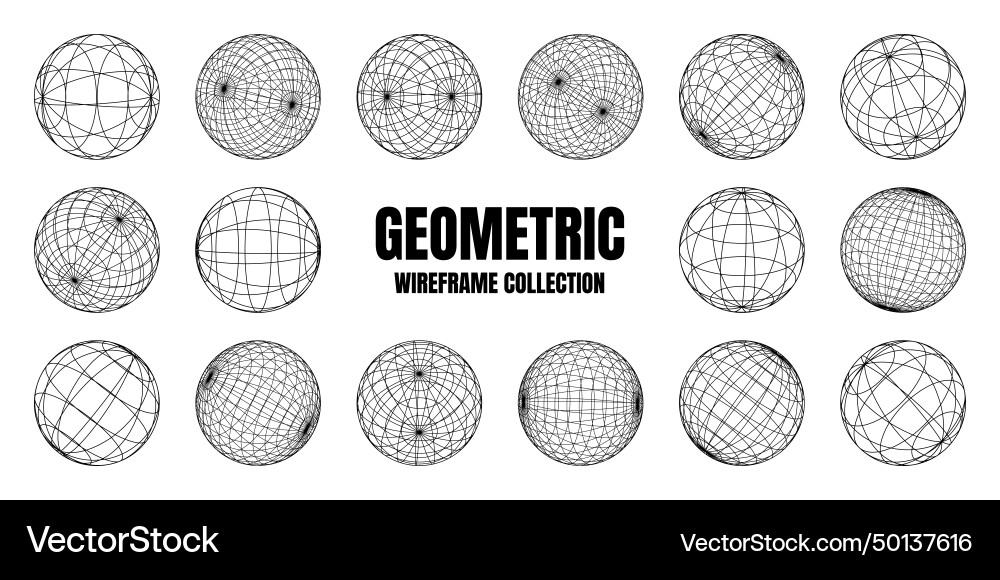 Wireframe Sphere Mesh - Line Art Vector Image
