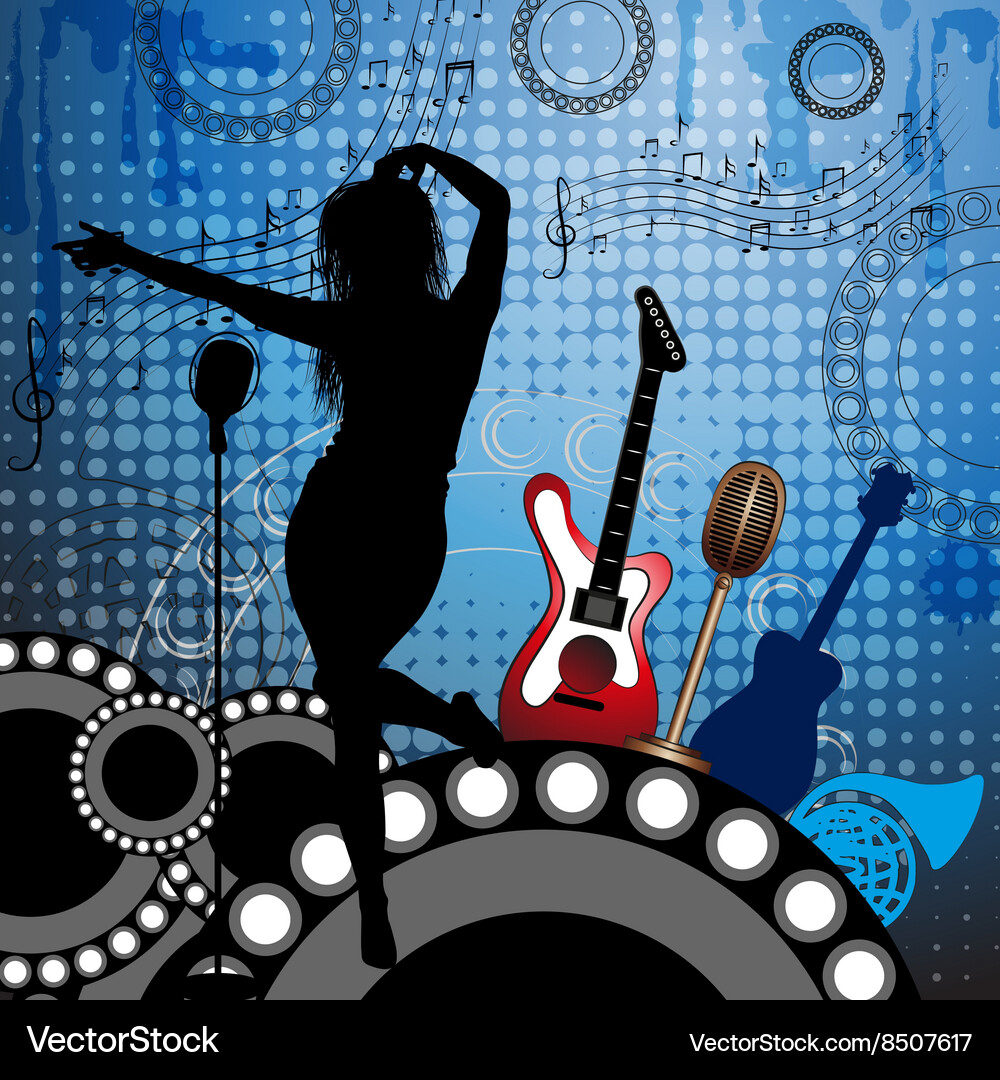 Band gigging background with instruments Vector Image