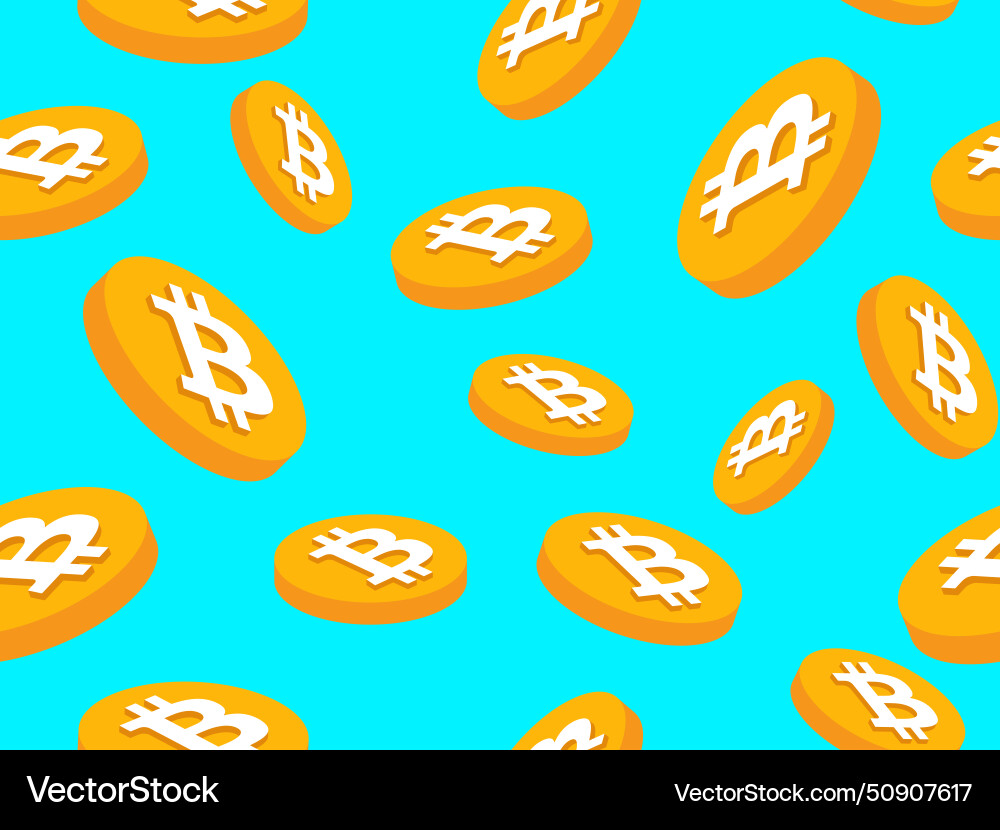 Bitcoin seamless pattern 3d coins Bitcoin seamless pattern 3d coins vector image
