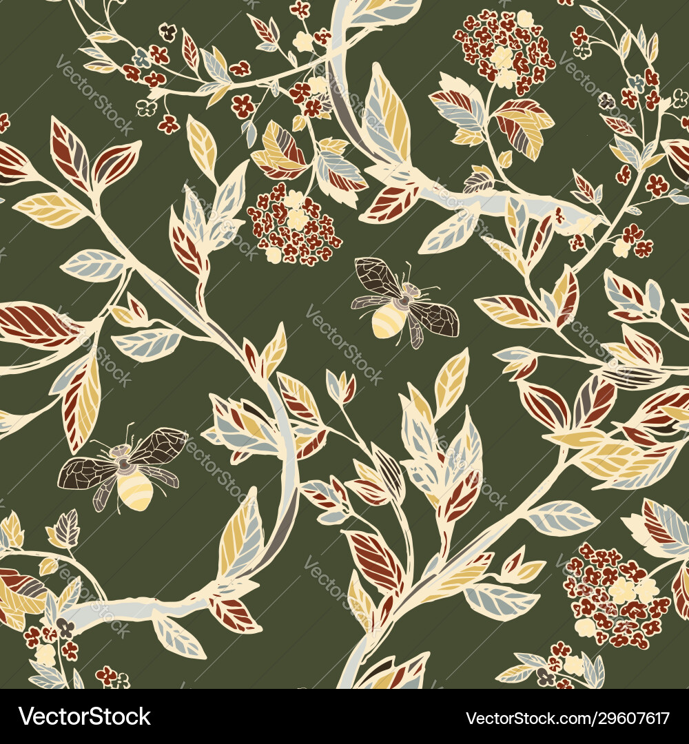 Branches flowering trees seamless pattern Branches flowering trees seamless pattern vector image
