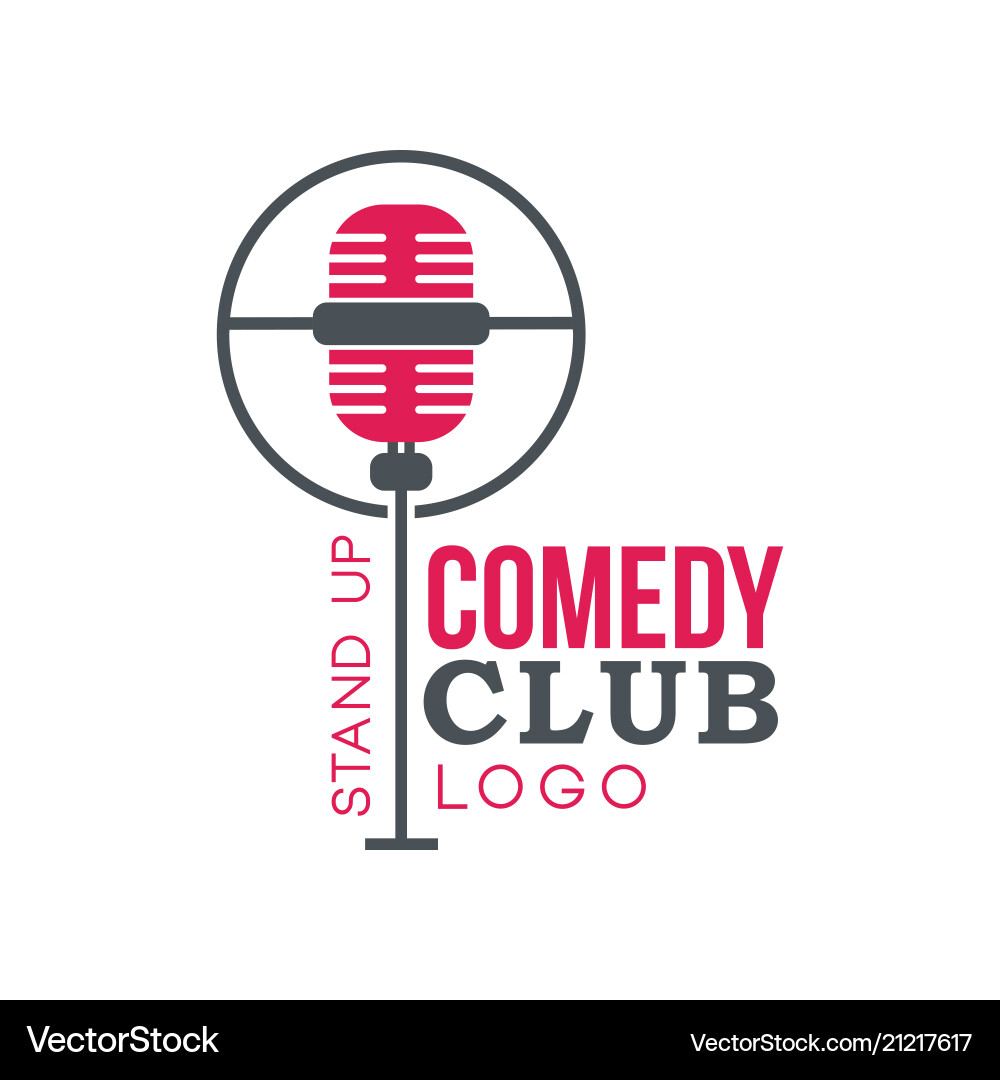 Comedy club stand up logo with retro microphone Comedy club stand up logo with retro microphone vector image
