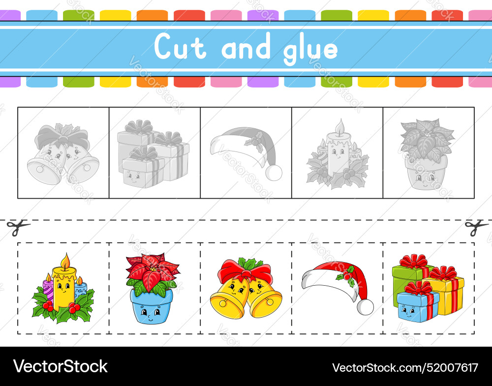 Cut and play paper game with glue flash cards Cut and play paper game with glue flash cards vector image