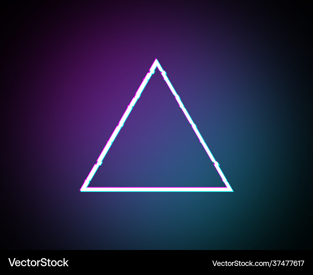 Glitched triangle frame design distorted glitch Glitched triangle frame design distorted glitch vector image