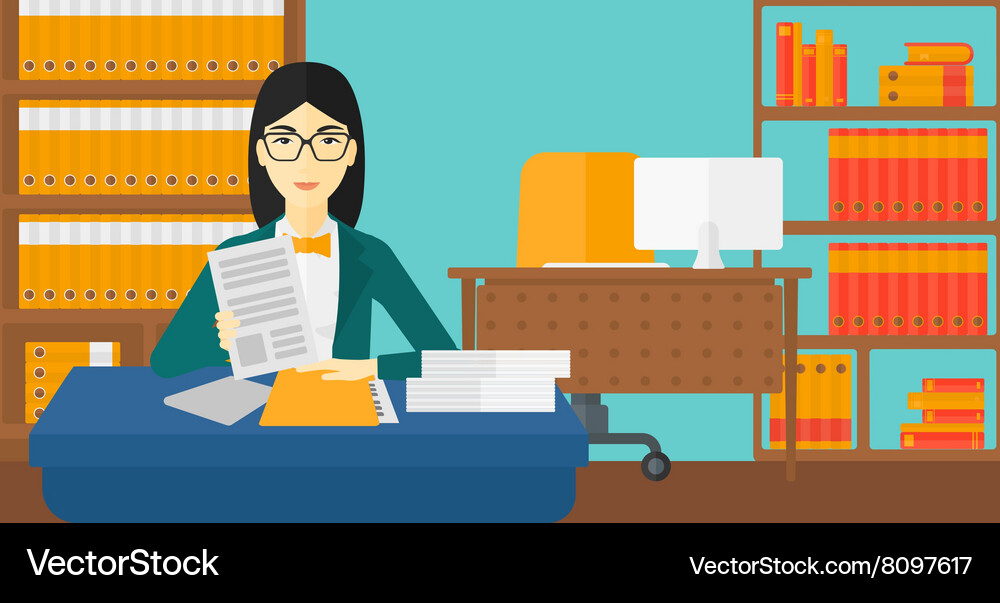 Hr manager checking files Vector Image