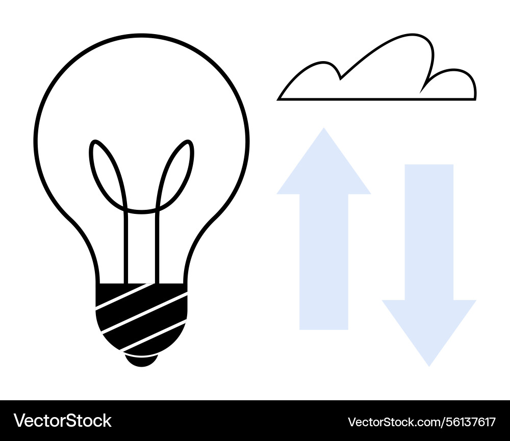 Lightbulb with cloud and up-down arrows Lightbulb with cloud and up-down arrows vector image