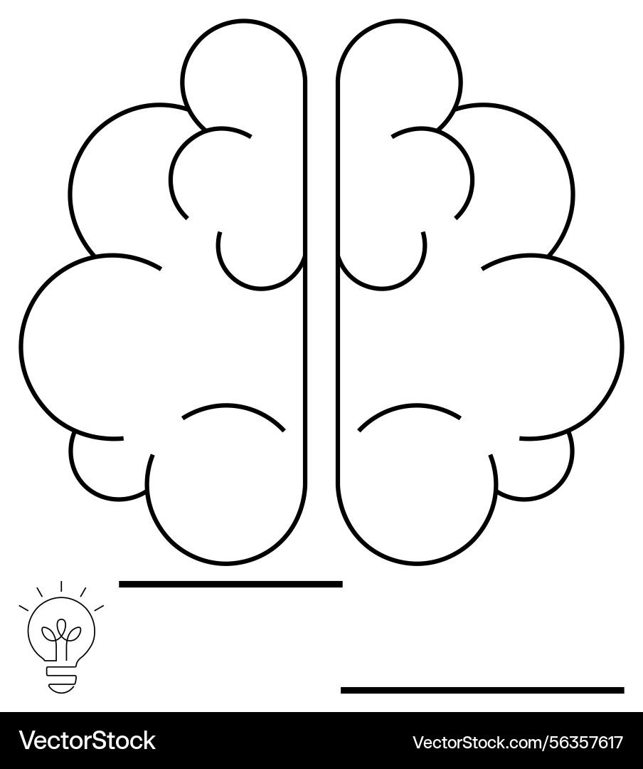 Minimalistic brain design with dividing line Minimalistic brain design with dividing line vector image