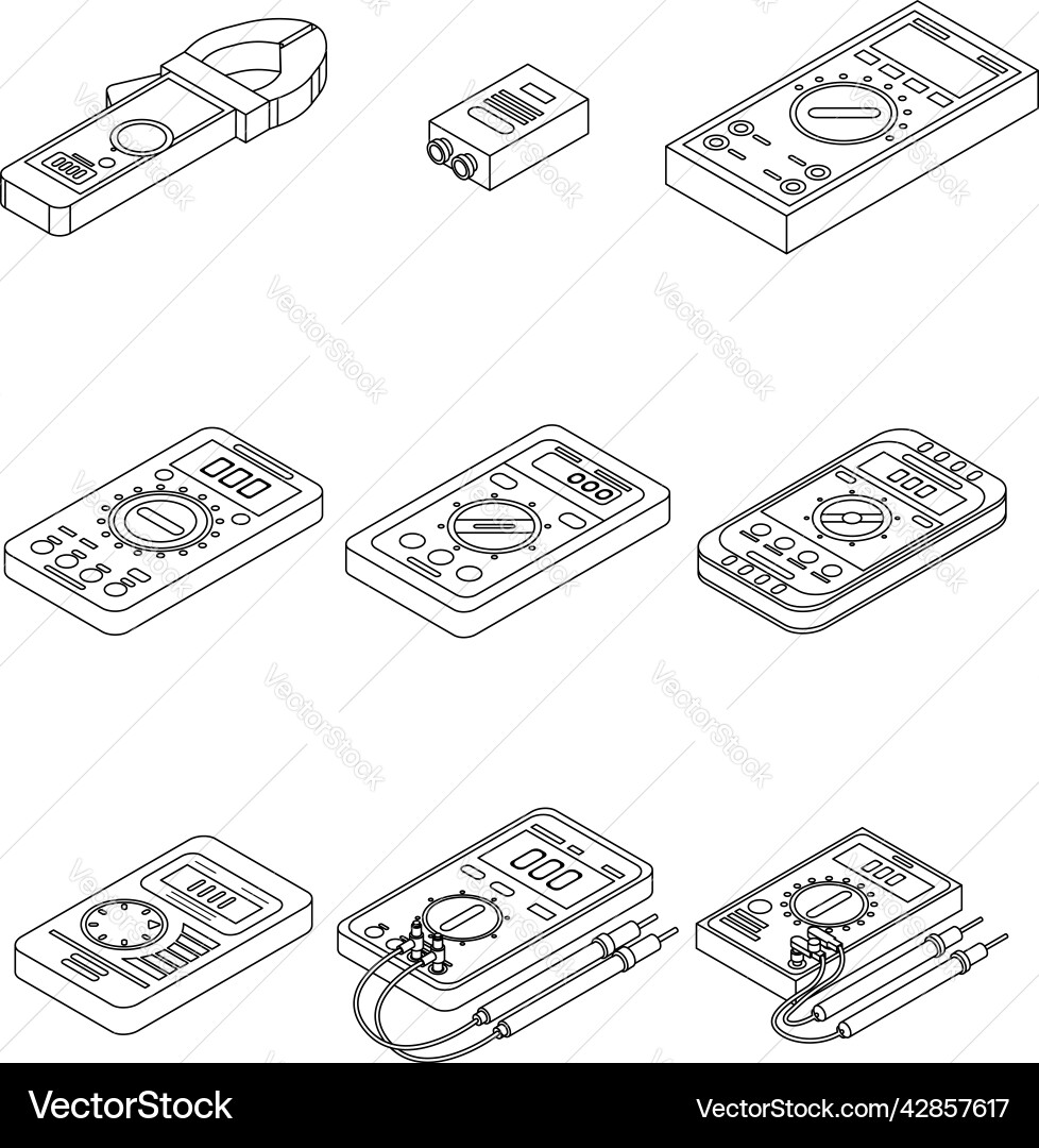 Multimeter icons set outine Vector Image