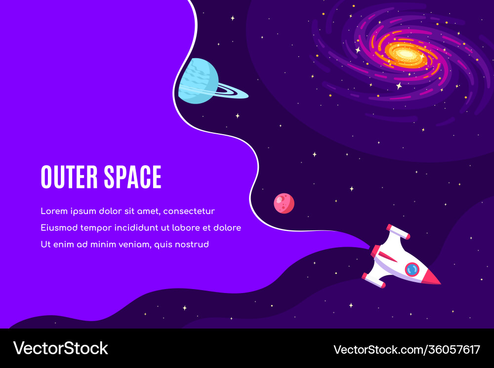 Outer space concept banner template in flat style vector image