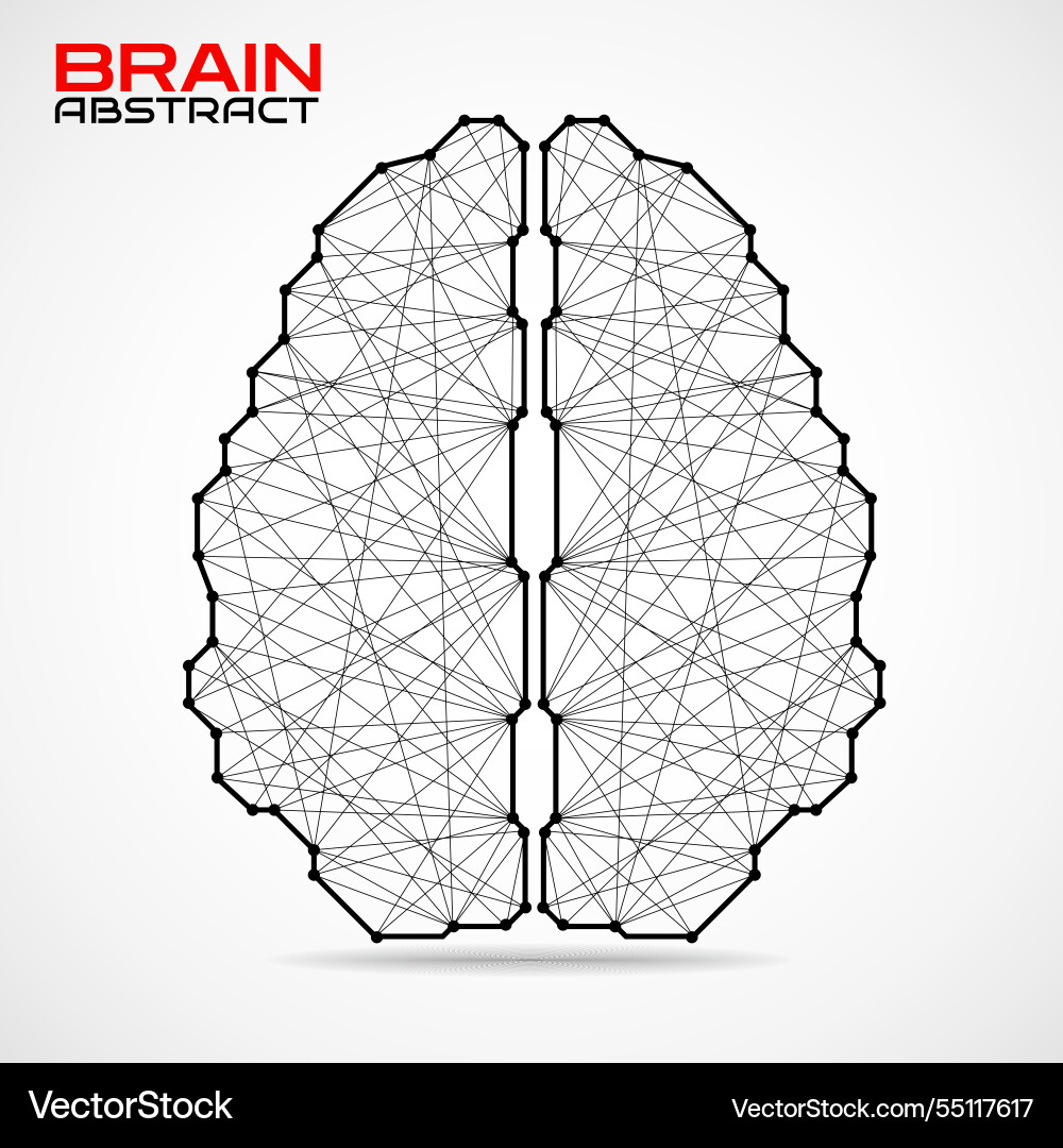 Polygonal abstract brain with connected lines vector image