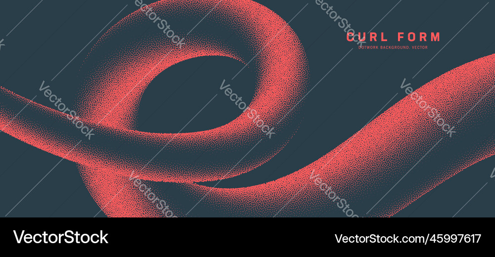 Red fluid curl form dotwork panoramic conceptual Red fluid curl form dotwork panoramic conceptual vector image