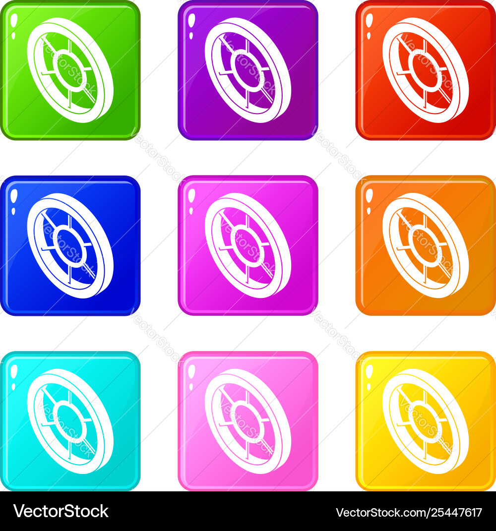 Round window frame icons set 9 color collection Round window frame icons set 9 color collection Vector Image