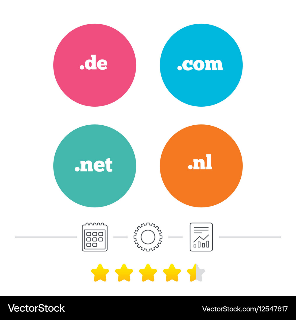 Top-level domains signs de com net and nl Vector Image