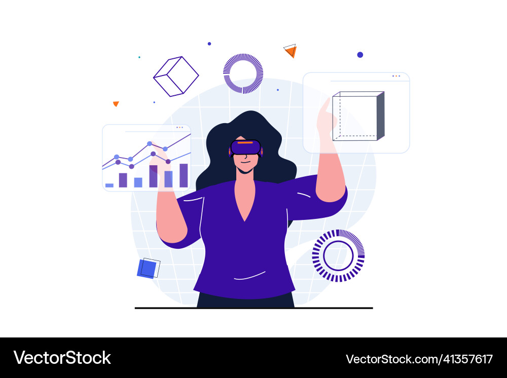 VR Data Analysis & Simulation vector image