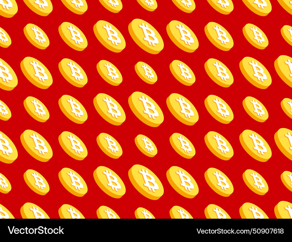 Bitcoin seamless pattern 3d coins Bitcoin seamless pattern 3d coins vector image