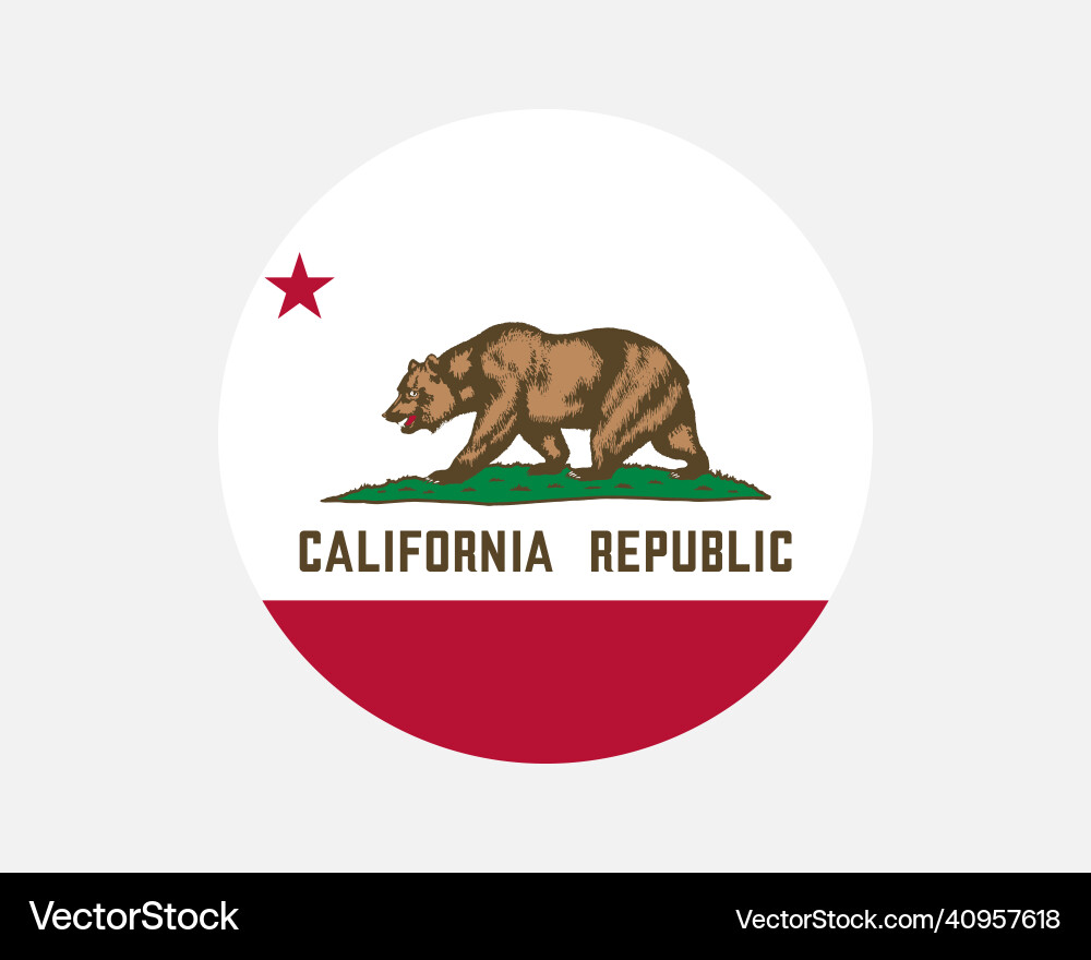 California ca usa usa runden kreis state flag California ca usa usa runden kreis state flag vektorbild