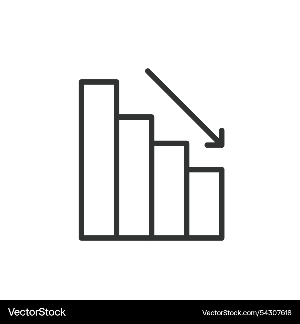 Chart bars down icon in line design Chart bars down icon in line design Vector Image
