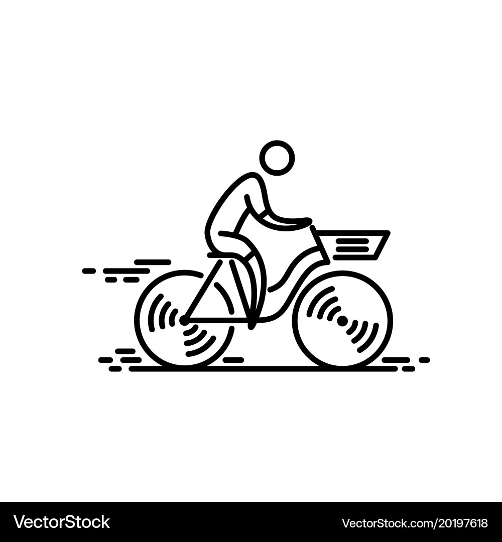 Cycling Thin Line Icon - Bicycle Vector Image