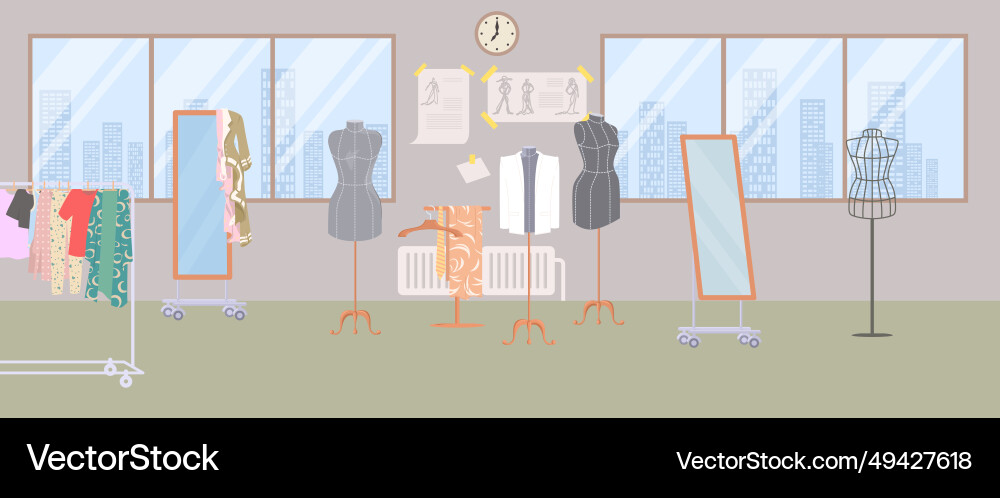 Empty tailor room design interior vector image