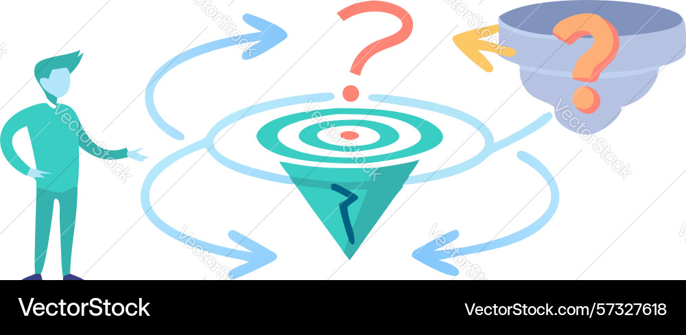 Person navigating complex problem solving design vector image