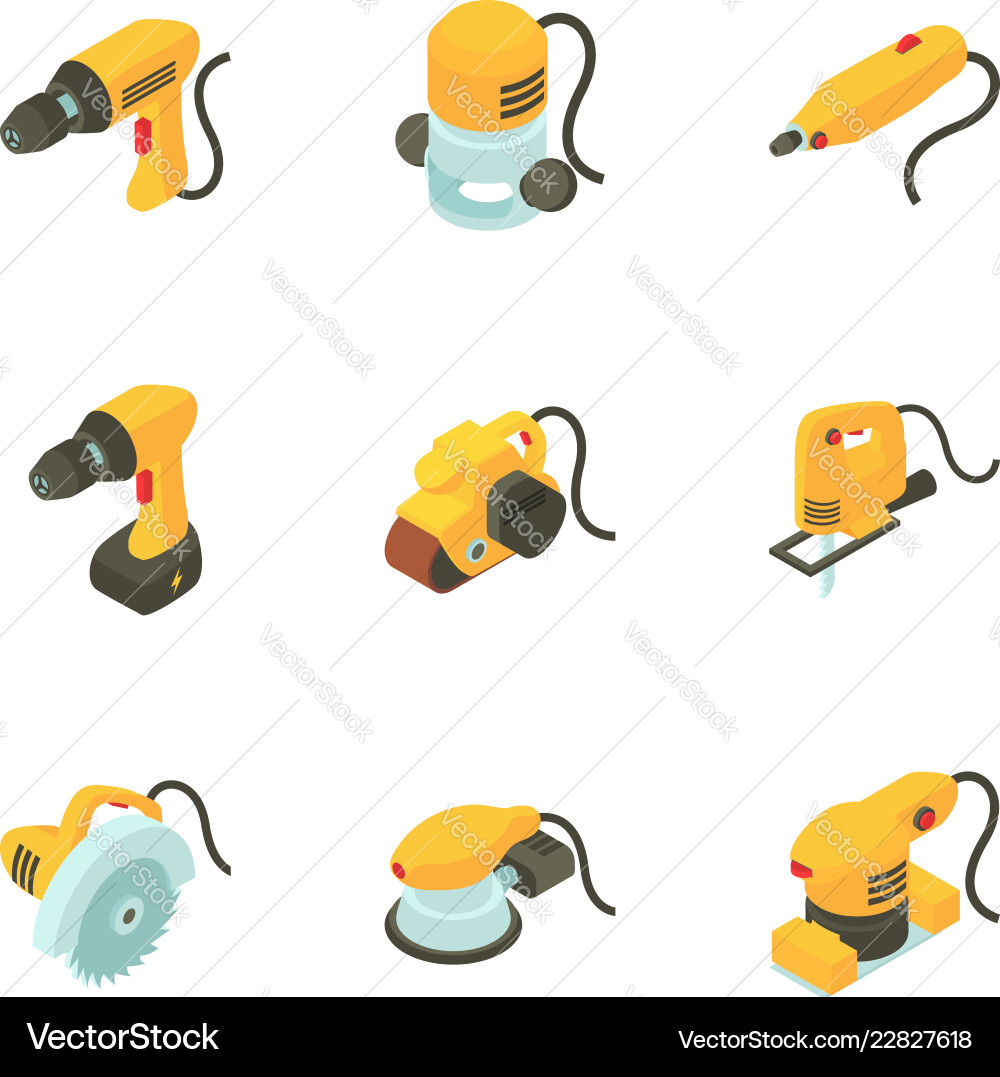 Toolkit icons set isometric style Toolkit icons set isometric style vector image