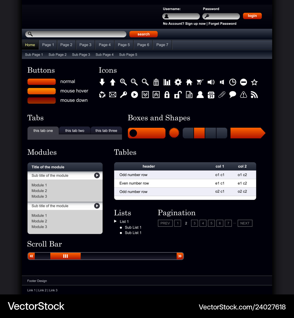Web design element template a complete set Vector Image